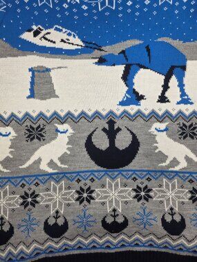 Star Wars Blue Christmas Sweater With Hoth Battle Scene, Men's XXL